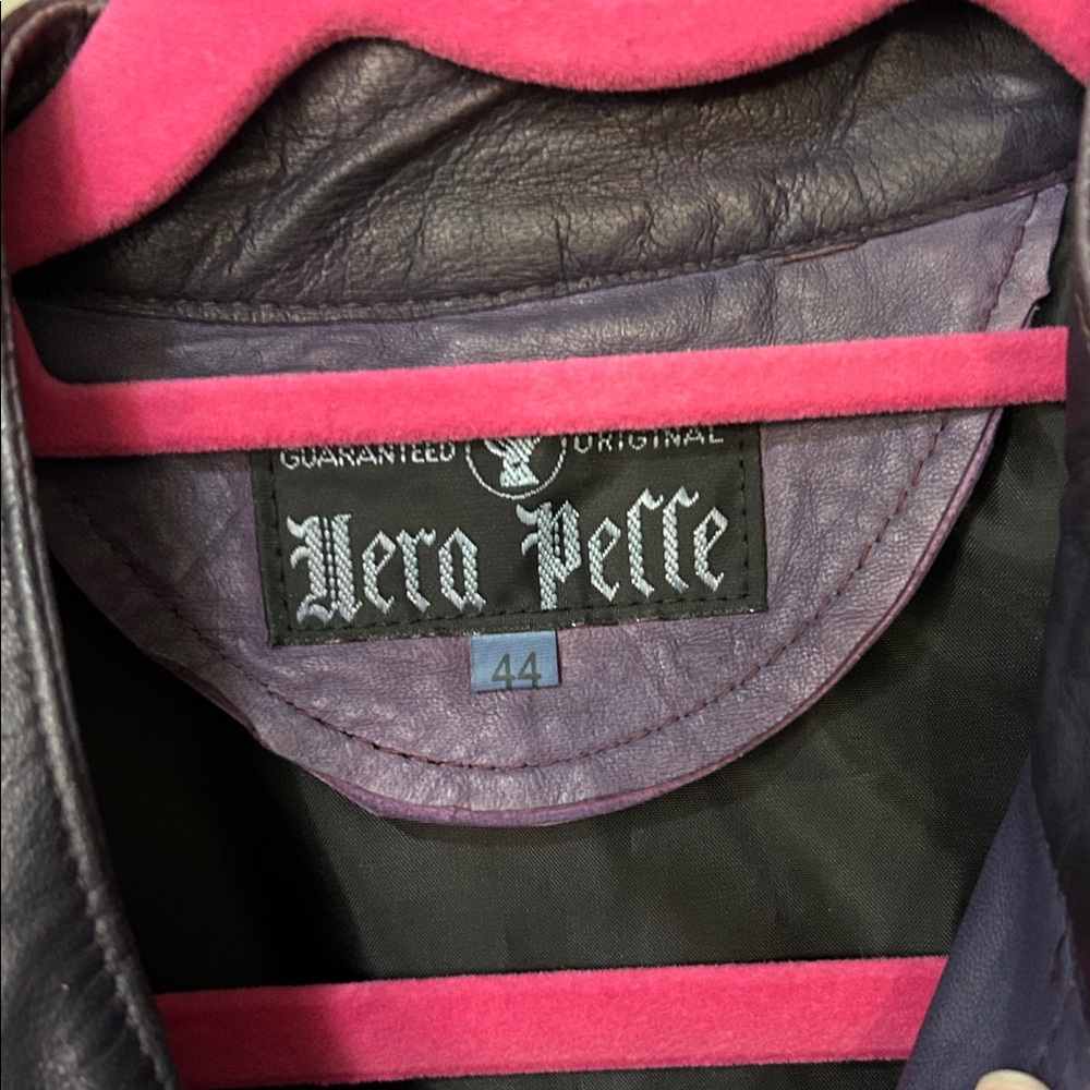 Vera Pelle Italian Leather Women's Purple Leather Jacket - Picture 2 of 3
